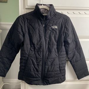 Black North Face Girls size Large lightweight winter coat.